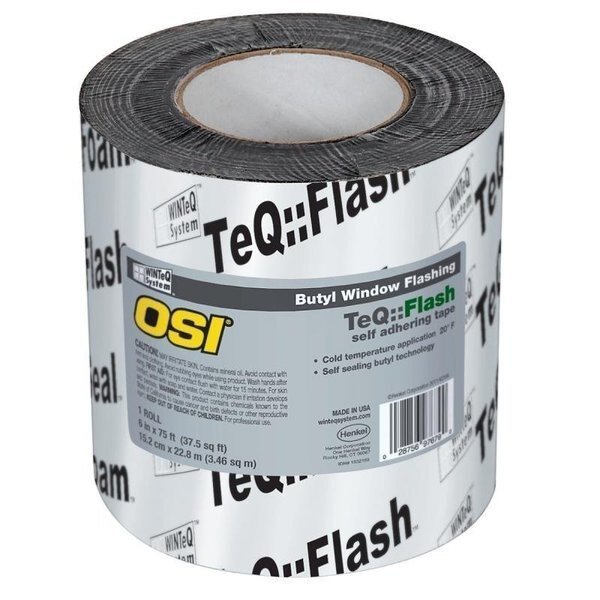 1532159 Butyl Window Flashing Tape, 75 ft L, 6 in W, Black, SelfAdhesive, Osi, Mfr#: 2579106