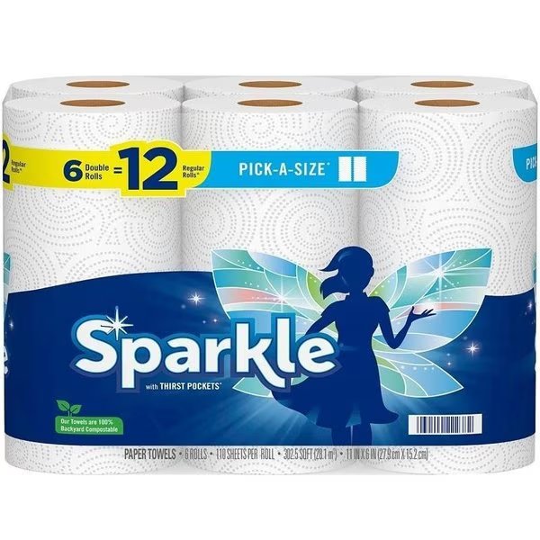 22130 Paper Towel, 696 in L, 11 in W, 2Ply, Sparkle, Mfr#: 22238