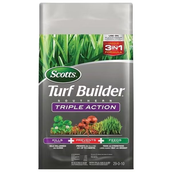Turf Builder Southern Triple Action Fertilizer, Granule, Fertilizer, Pink Bag, Scotts, Mfr#: 26008A