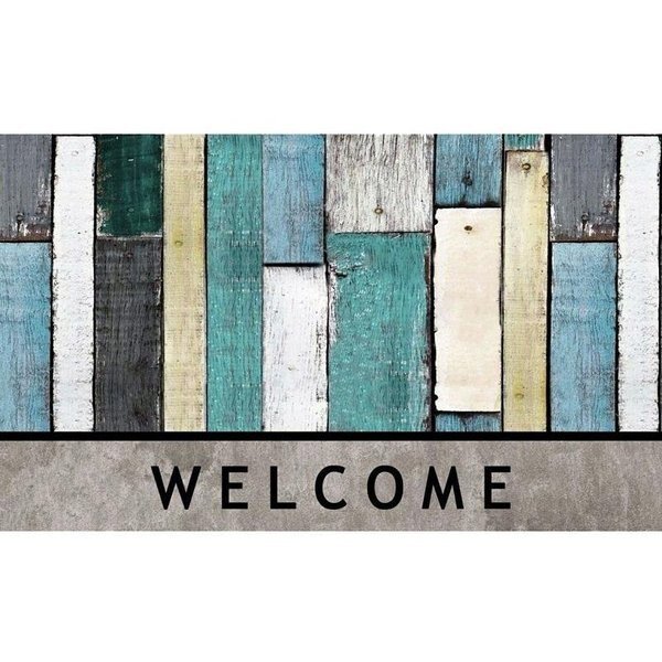Door Mat with Border, 30 in L, 18 in W, Black Flocked Pattern, Coir Surface, Fanmats, Mfr#: 58773