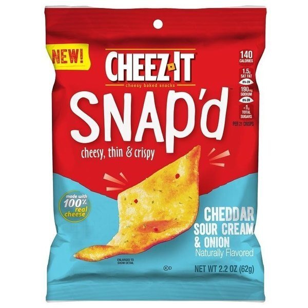 Snap'd Series KEE11460 Baked Snacks, Cheddar Sour Cream, Onion Flavor, 22 oz, Cheez-It, Mfr#: 689109