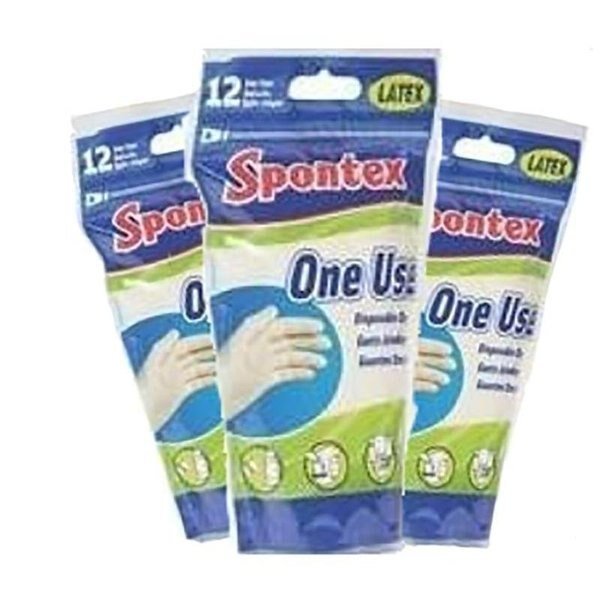 Latex Disposable Gloves, Latex, Powdered, OneSize, Cream, Spontex, Mfr#: 76191