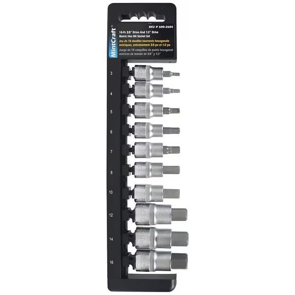 Socket Set, Chrome Vanadium Steel, Chrome, Vulcan, Mfr#: TS1010M