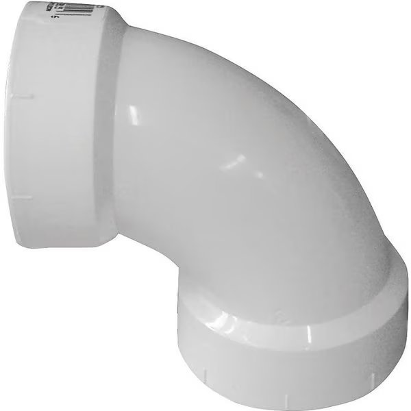CANPLAS Sanitary Pipe Elbow, 112 in, Hub, 90 deg Angle, PVC, White, Genova, Mfr#: 192251L