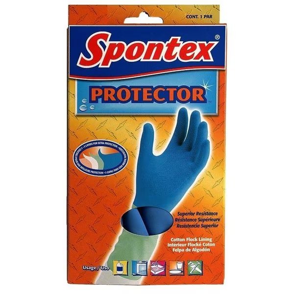 11951 HeavyDuty Protector Gloves, S, Rubber, Blue, Spontex, Mfr#: 11951ZQK
