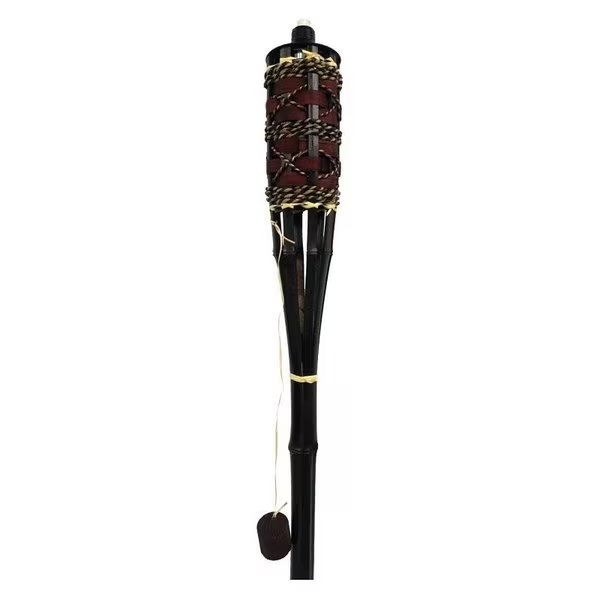 Y2567 Konani Bamboo Torch, 354 in H, Bamboo, Fiberglass, and Metal, Black, Brown, Mahogany Finish, Seasonal Trends, Mfr#: Y2567/Y1156B
