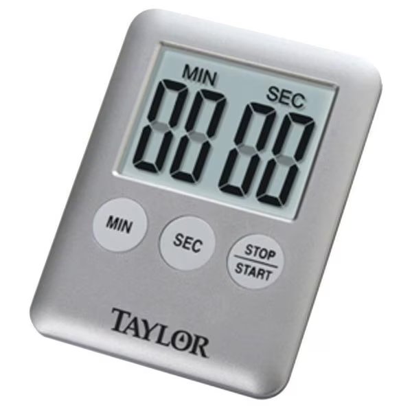 Timer, LCD Display, 0 min 0 sec to 99 min 59 sec, Gray, Taylor, Mfr#: 5842N15