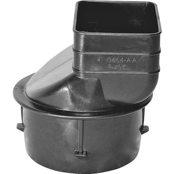 ADS Downspout Adapter, 4 x 314 x 212 in Connection, Pipe End, Polyethylene, Black, Hancor, Mfr#: 0464AA