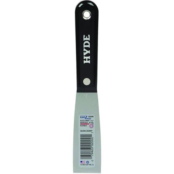 Black  Silver 0 Putty Knife, 114 in W Blade, HCS Blade, Nylon Handle, Hyde, Mfr#: 2000