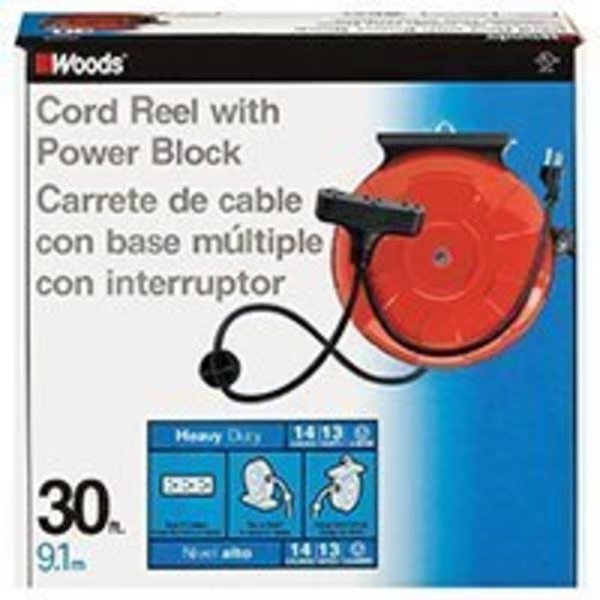 CCI 48006 Power Cord Reel, 30 ft L Cord, 14 AWG, Orange, Cci, Mfr#: 48006