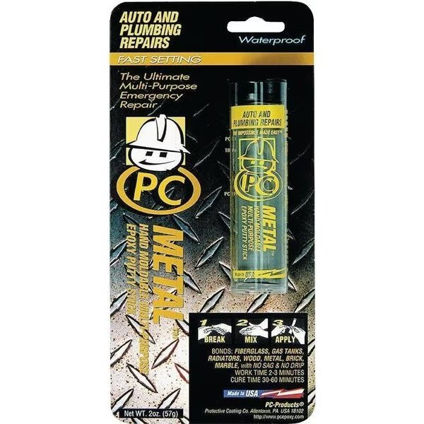 PCMETAL 0 Epoxy Putty, Gray, Solid, 2 oz Cylinder, Pc Products, Mfr#: 25550