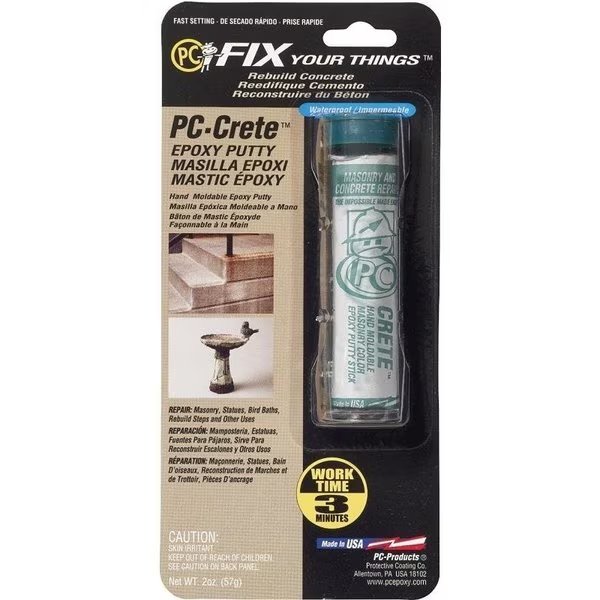 PCCRETE 0 Epoxy Putty, OffWhite, Solid, 2 oz Cylinder, Pc Products, Mfr#: 25581