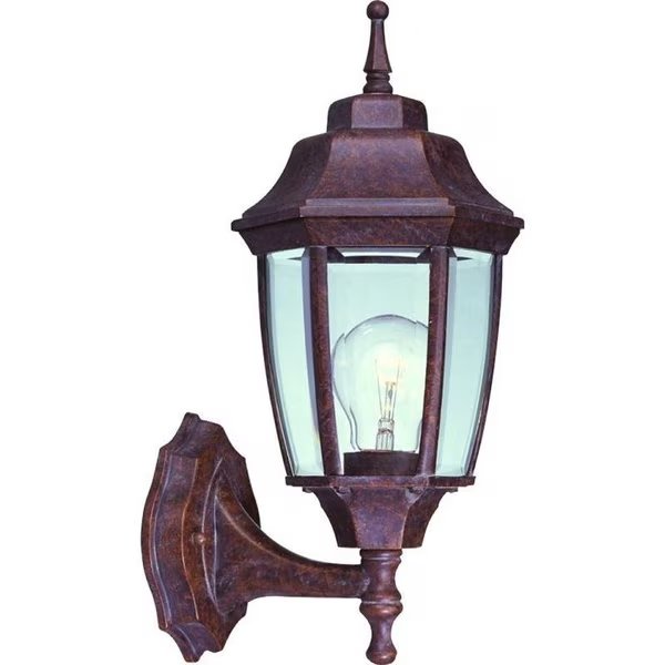 Outdoor Wall Lantern, 120 V, 60 W, A19 or CFL Lamp, Aluminum Fixture, Rustic Brown, Boston Harbor, Mfr#: BRT-BPP1611-RB3L