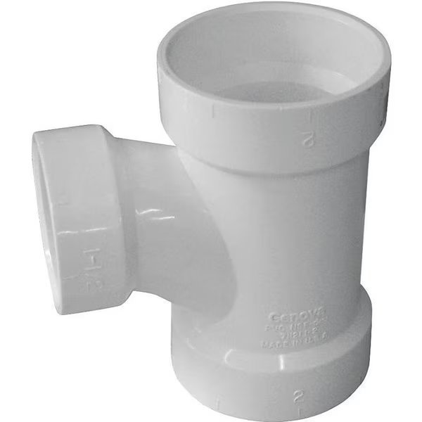 CANPLAS Sanitary Pipe Tee, 3 x 2 in, Hub, PVC, White, Genova, Mfr#: 192130L