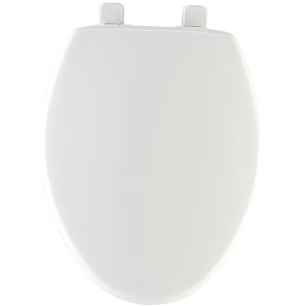 Toilet Seat, Elongated, Plastic, White, HexTite Hinge, Mayfair, Mfr#: 180SLOW000