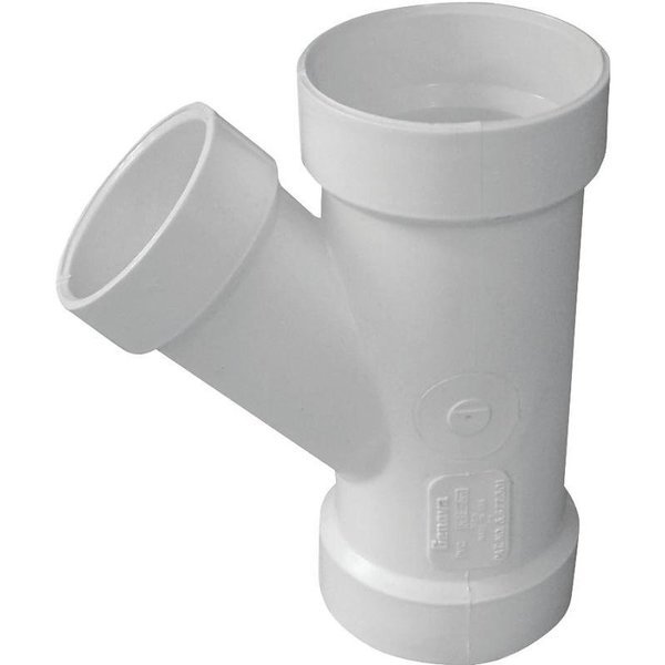 IPEX Pipe Wye, 4 x 4 x 2 in, Hub, PVC, White, SCH 40 Schedule, Genova, Mfr#: 192328L