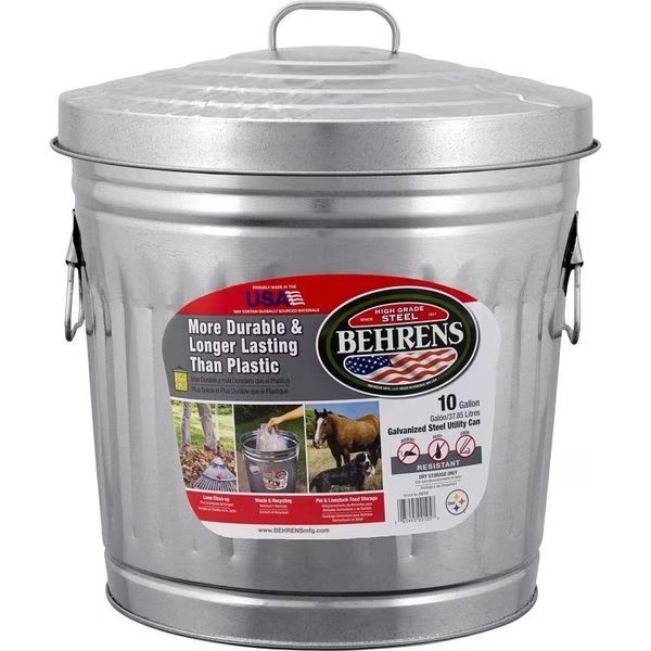 Trash Can, 10 gal Capacity, Steel, Behrens, Mfr#: 6210