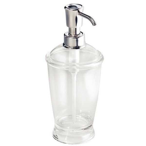Soap Dispenser, 12 oz Capacity, Plastic, Clear, Chrome, Idesign, Mfr#: 45620