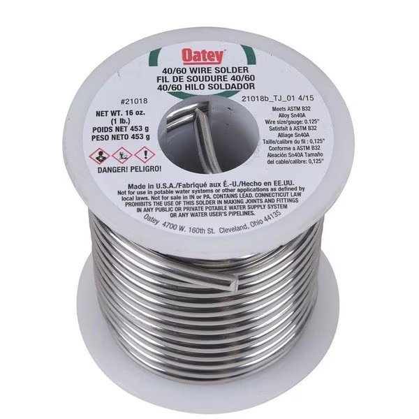 Leaded Solder, 1 lb Carded, Solid, Silver, 361 to 460 deg F Melting Point, Oatey, Mfr#: 21018
