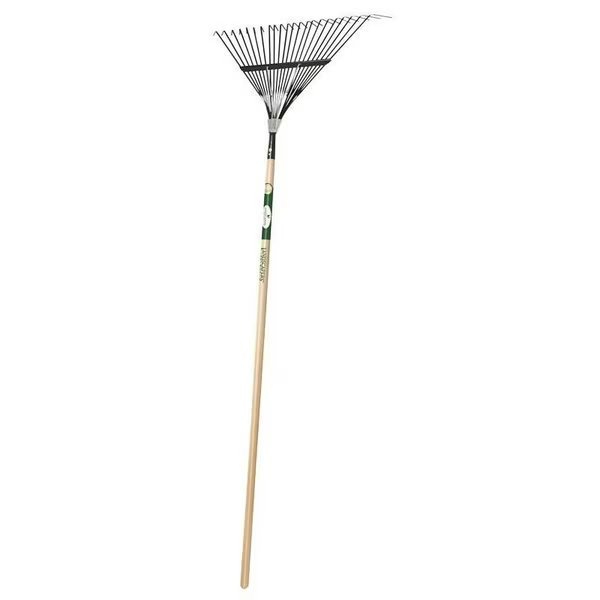 LawnLeaf Rake, Steel Tine, 22Tine, Wood Handle, 54 in L Handle, Landscapers Select, Mfr#: 34585