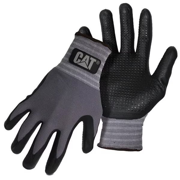 Work Gloves, M, Extended Knit Wrist Cuff, NitrileNylon, Gray, Cat, Mfr#: CAT017419M
