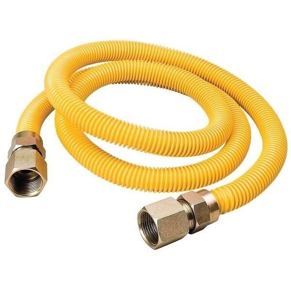 Gas Connector, 34 x 34 in, FIP, Stainless Steel, Yellow EpoxyCoated, 36 in L, B & K, Mfr#: G012YE151536RP