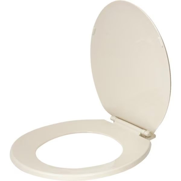 Toilet Seat, Round, Plastic, Bone, Plastic Hinge, Prosource, Mfr#: KJ-883A1-BN