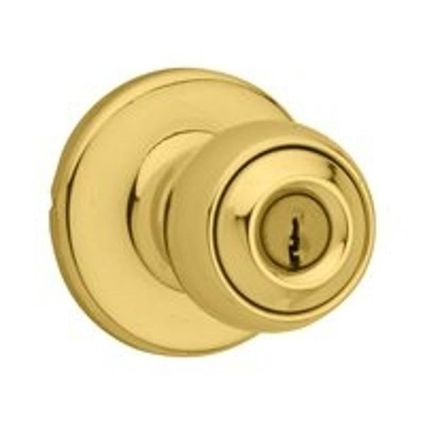 Keyed Entry Knob, Polished Brass, Kwikset, Mfr#: 400P3CPK6