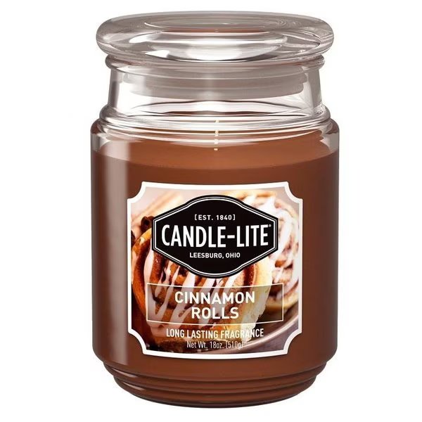 Jar Candle, Cinnamon Pecan Swirl Fragrance, Caramel Brown Candle, 70 to 110 hr Burning, Candle-Lite, Mfr#: 3297549
