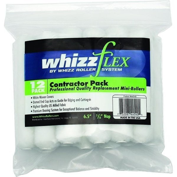 Paint Roller Cover, 38 in Thick Nap, 612 in L, Woven Fabric Cover, White, Whizz, Mfr#: 44540