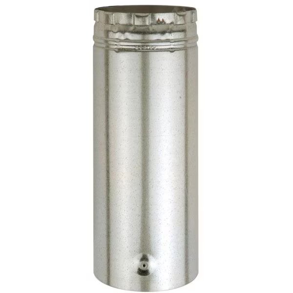Type B Gas Vent Pipe, 4 in OD, 12 in L, Galvanized Steel, Ameri-Vent, Mfr#: 4E12A