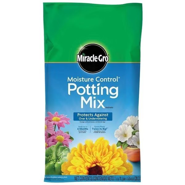 Moisture Control Potting Mix, 1 cuft Bag, Miracle-Gro, Mfr#: 75551300