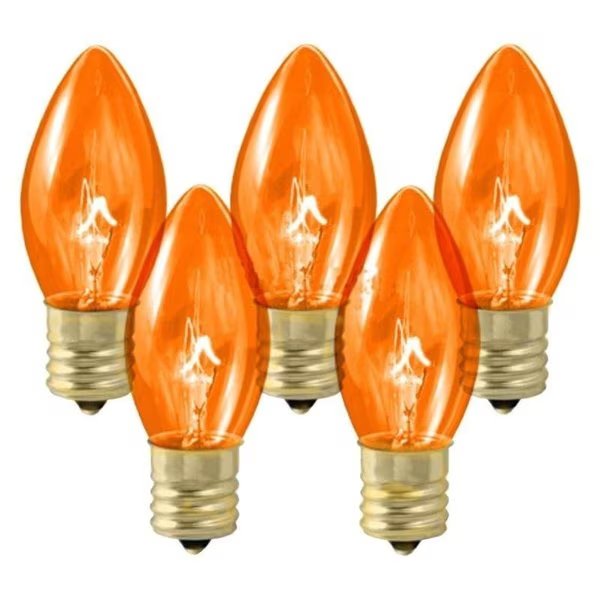 Light Bulb, 5 W, Candelabra Lamp Base, Incandescent Lamp, Transparent Orange Light, Santas Forest, Mfr#: 19117
