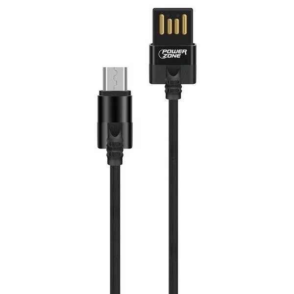 Micro Charging Cable, PVC, Black, 3 ft L, Powerzone, Mfr#: T56-MICRO