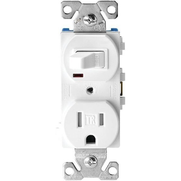SWITCH RECPTTOGG TR 1P15A WHT, Eaton Wiring Devices, Mfr#: TR274W