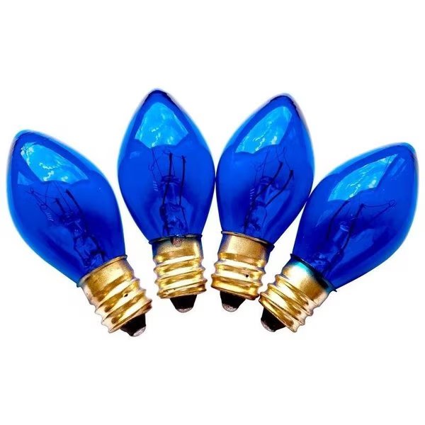 Replacement Bulb, 5 W, Candelabra Lamp Base, Incandescent Lamp, Transparent Blue Light, Santas Forest, Mfr#: 19154