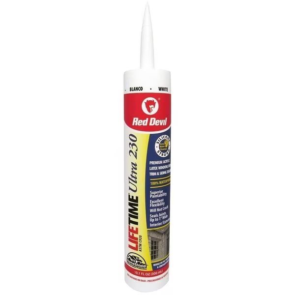 Lifetime 0 Acrylic Sealant, White, 40 to 90 deg F, 101 floz Cartridge, Red Devil, Mfr#: 770