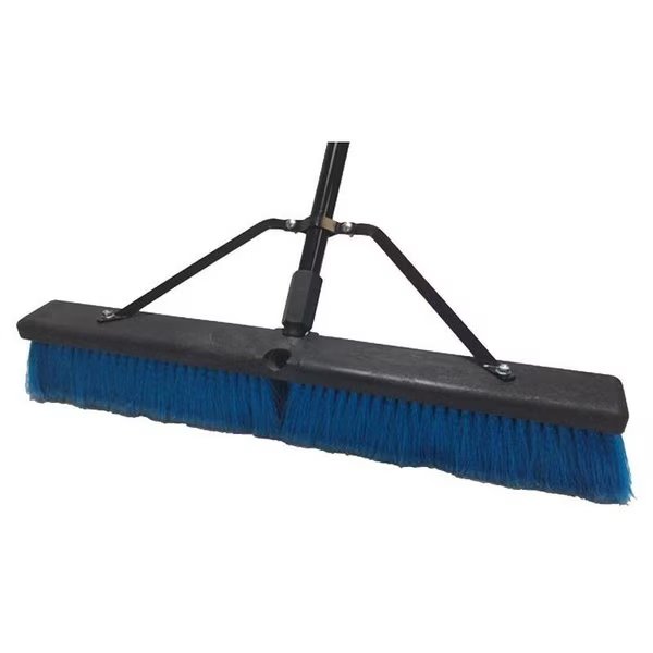 Push Broom, 24 in Sweep Face, 3 in L Trim, Polypropylene Bristle, 60 in L, Threaded with Brace, Simple Spaces, Mfr#: 93200