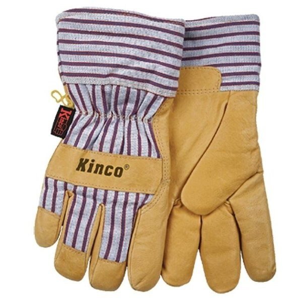 Protective Gloves, Men's, L, 1112 in L, Wing Thumb, EasyOn Cuff, Pigskin Leather, Palomino, Heatkeep, Mfr#: 1927-L