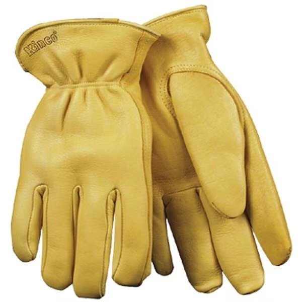 Driver Gloves, Men's, L, 10 in L, Keystone Thumb, EasyOn Cuff, Deerskin Leather, Yellow, Heatkeep, Mfr#: 90HK-L