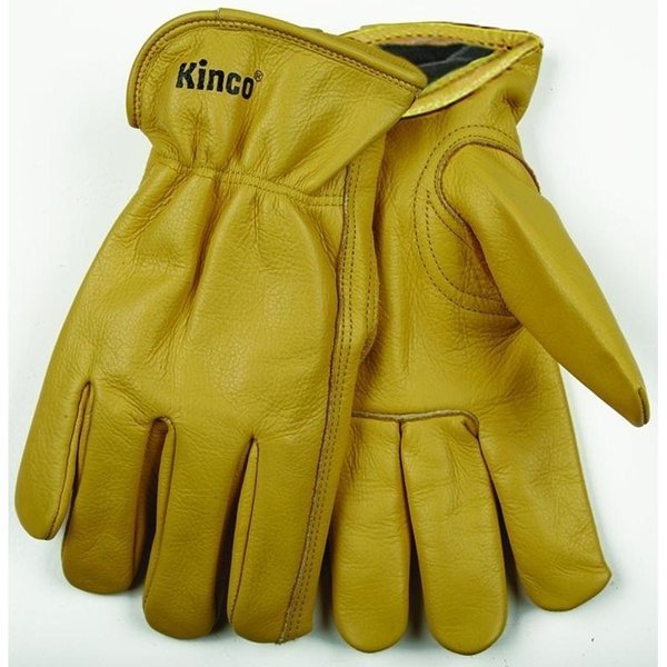 Driver Gloves, Men's, M, 1012 in L, Keystone Thumb, EasyOn Cuff, Cowhide Leather, Gold, Heatkeep, Mfr#: 98RL-M