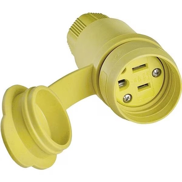 Electrical Connector, 2 Pole, 15 A, 125 V, IP66, NEMA NEMA 515, Yellow, Eaton Wiring Devices, Mfr#: 15W47-K