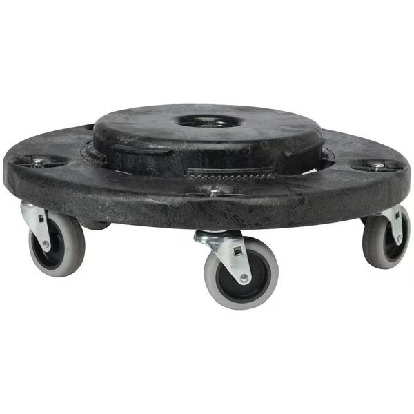 Trash Can Dolly, 350 lb, Plastic, Black, Rubbermaid, Mfr#: FG264020BLA