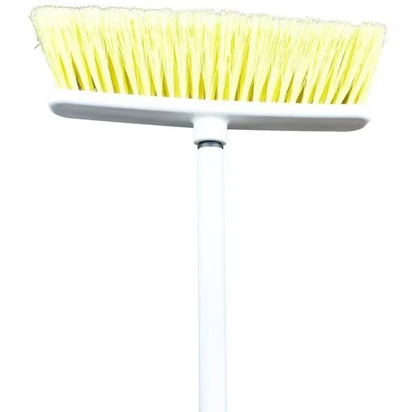 21 Household Broom, 10 in Sweep Face, Fiber Bristle, Yellow Bristle, Metal Handle, Chickasaw, Mfr#: 34055