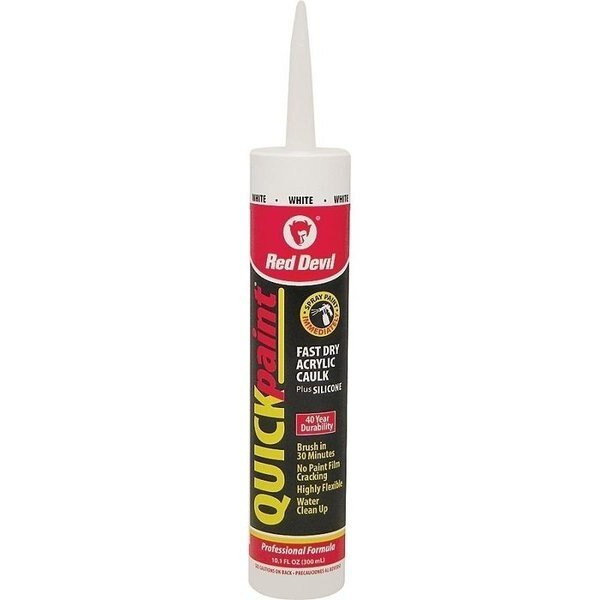 Quick Point 0 Fast Dry Acrylic Caulk, White, 40 to 90 deg F, 101 floz Cartridge, Red Devil, Mfr#: 946