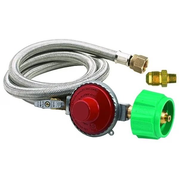 Hose and Regulator, 38 in Connection, 48 in L Hose, Stainless Steel, Bayou Classic, Mfr#: M5HPR-1
