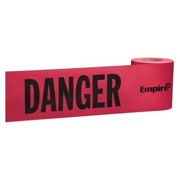 Barricade Tape, 200 ft L, 3 in W, Plastic Backing, Red, Empire Level, Mfr#: 77-0204