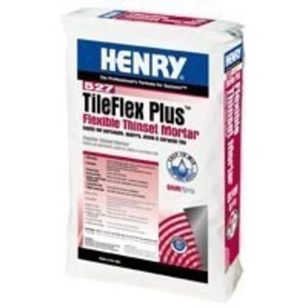 HENRY 527 TileFlex Plus Series 12262 Flexible Thin-Set Mortar, Fine Solid Powder, Gray, 25 lb Bag, Henry, Mfr#: 12262