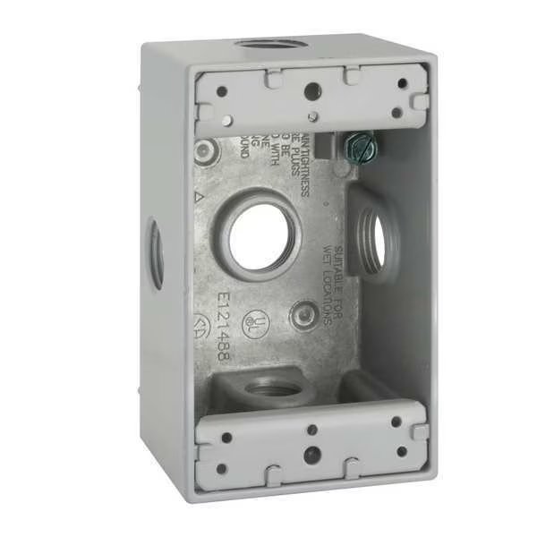 Weatherproof Electrical Box, 18.3 cu in, Outlet Box Type, 1 Gang(s), Aluminum, Rectangular Shape, Bell Outdoor, Mfr#: 5323-0