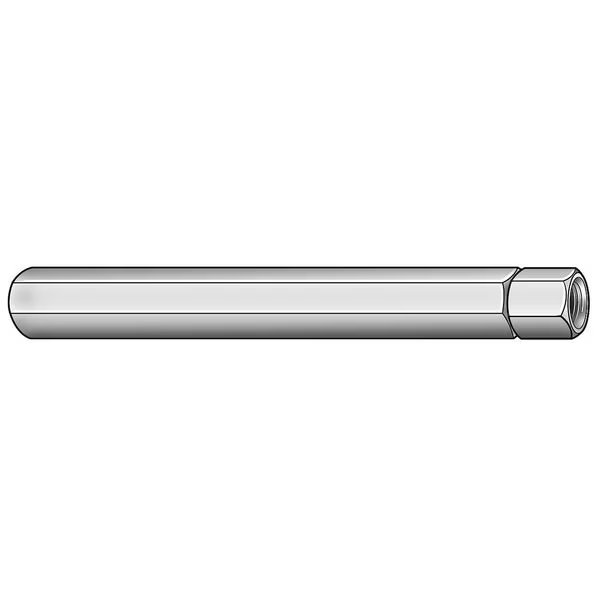 Internally-Threaded Stud, 1/4"-28 Thread to 1/4"-28 Thread, 2 in, Aluminum, Plain Finish, Hex, EnjoyTool Select, Mfr#: LINKT050